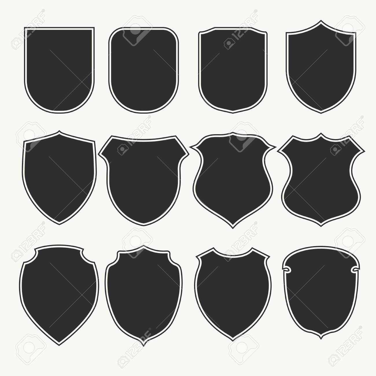 Heraldic shields icons set silhouettes. Vector illustration - 124278968 Heraldic shields icons set silhouettes. Vector illustration - 124278968