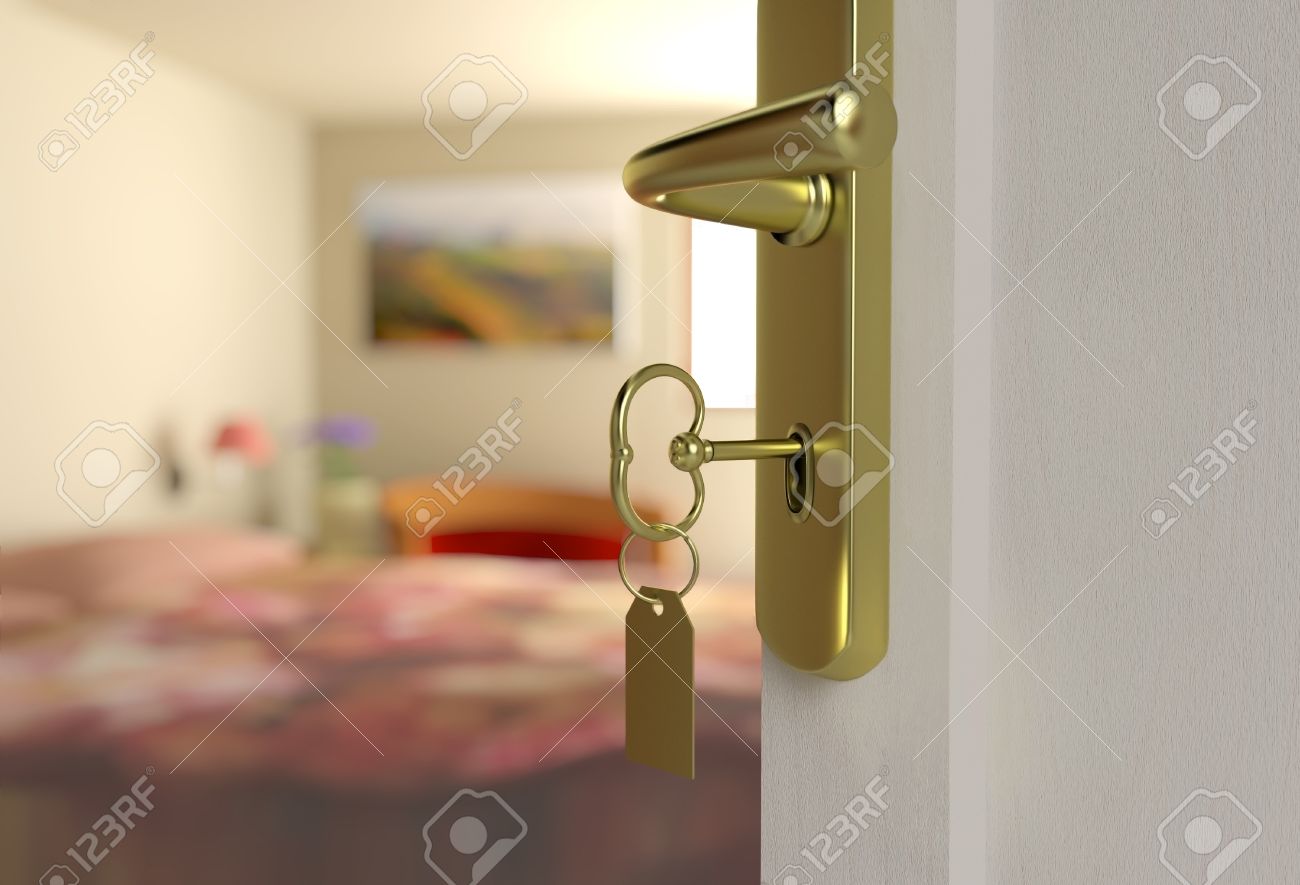 half-open door of a bedroom in a three-dimensional scene stock half-open door of a bedroom in a three-dimensional scene stock