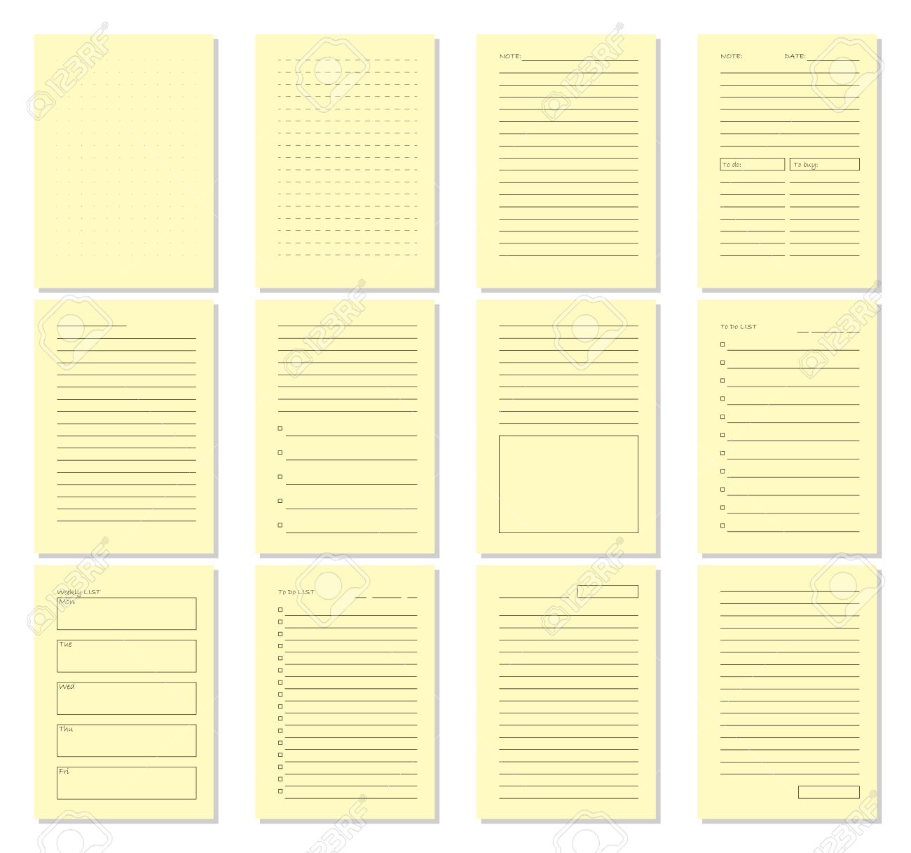 set of blank notebook page template vector illustration royalty