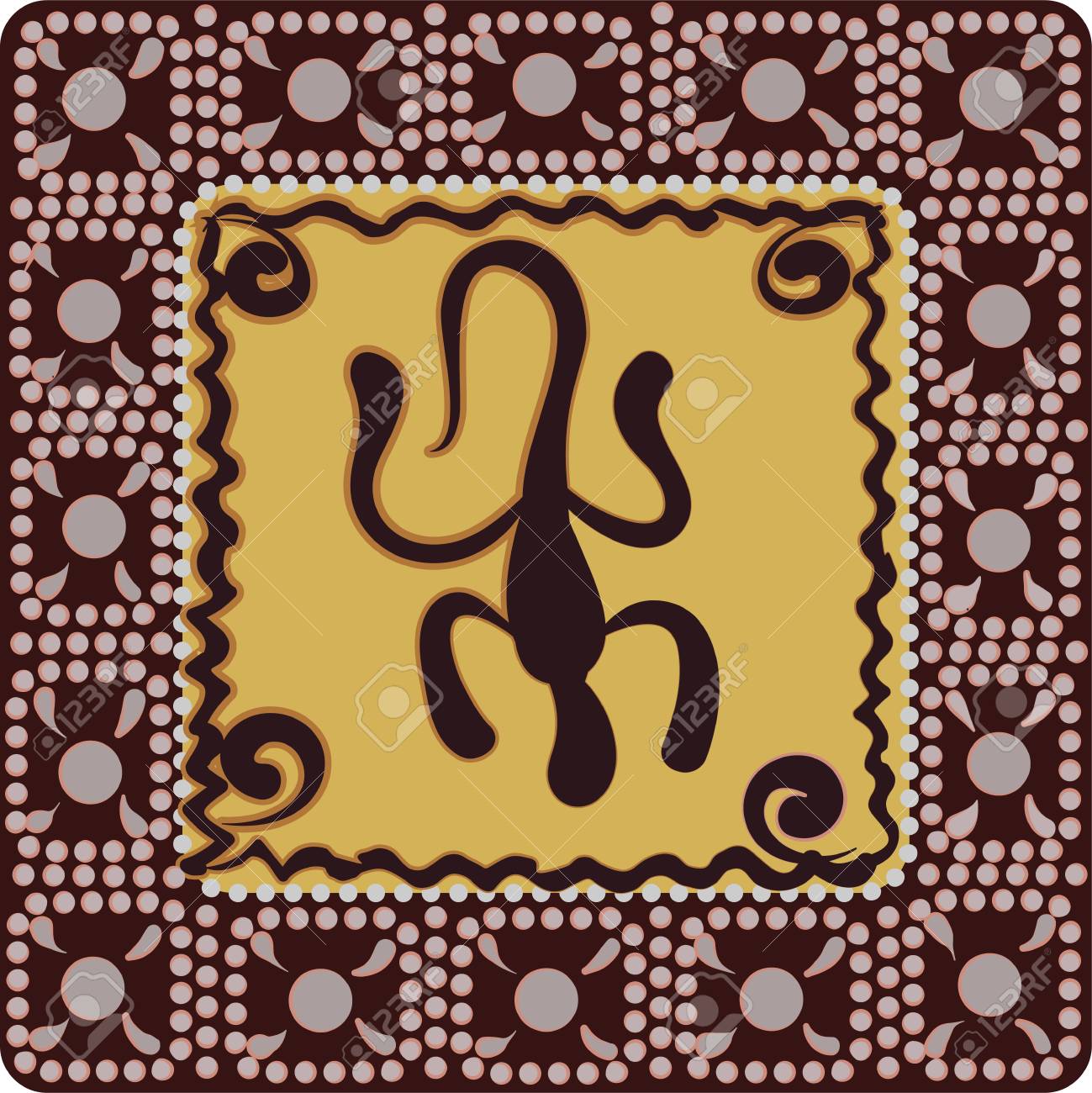 A square pattern with imitation of elements of rock art of ancient Indians, Aztecs, cavemen - 98034770 A square pattern with imitation of elements of rock art of ancient Indians, Aztecs, cavemen - 98034770