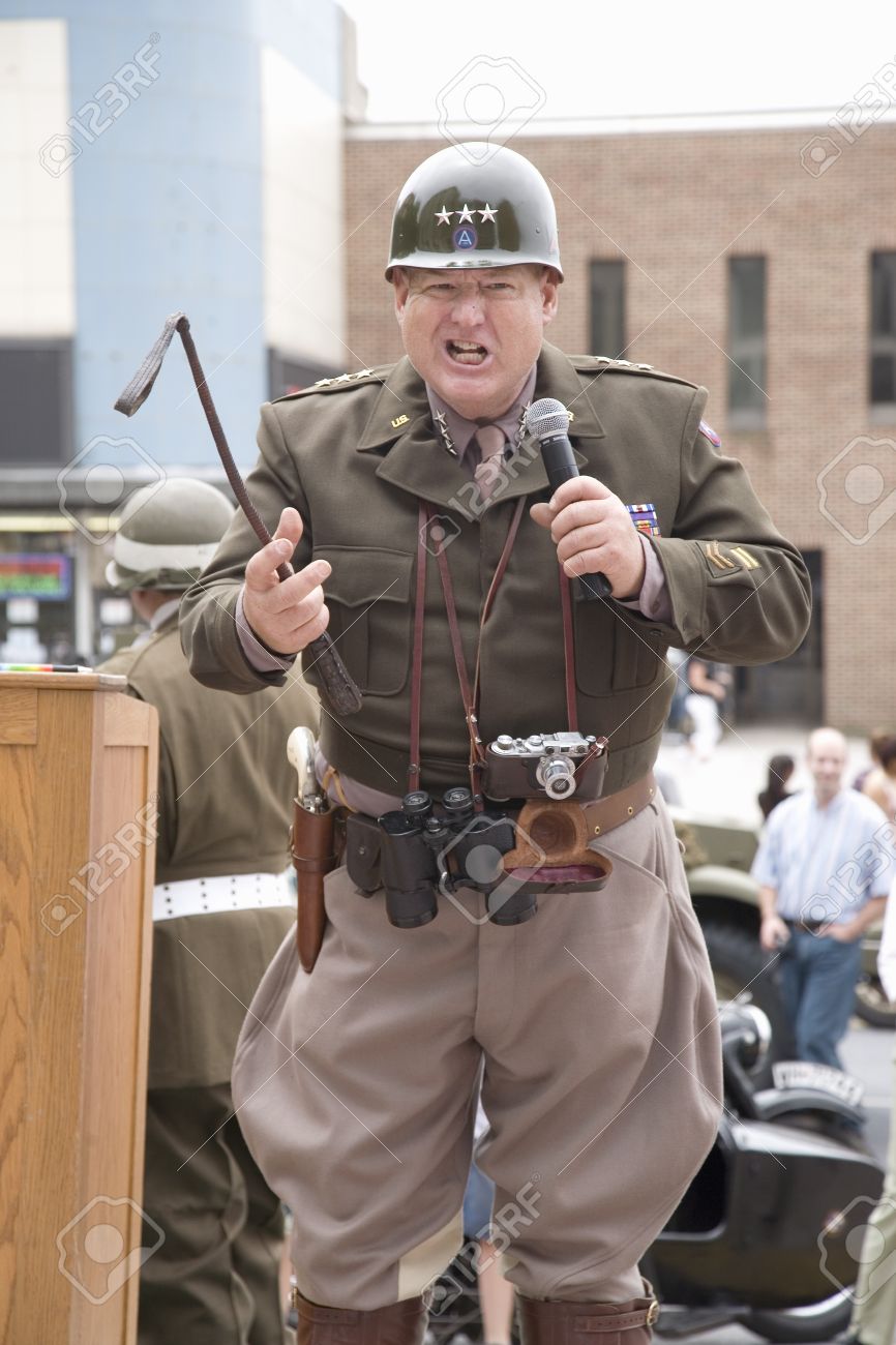 reenactment with general george smith patton jr at world war