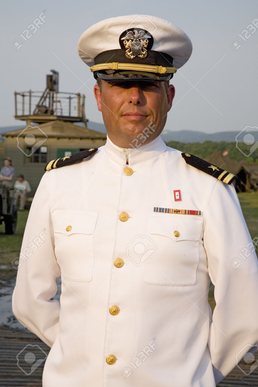 Navy Officer Smiling In Dress White Uniform At Mid Atlantic