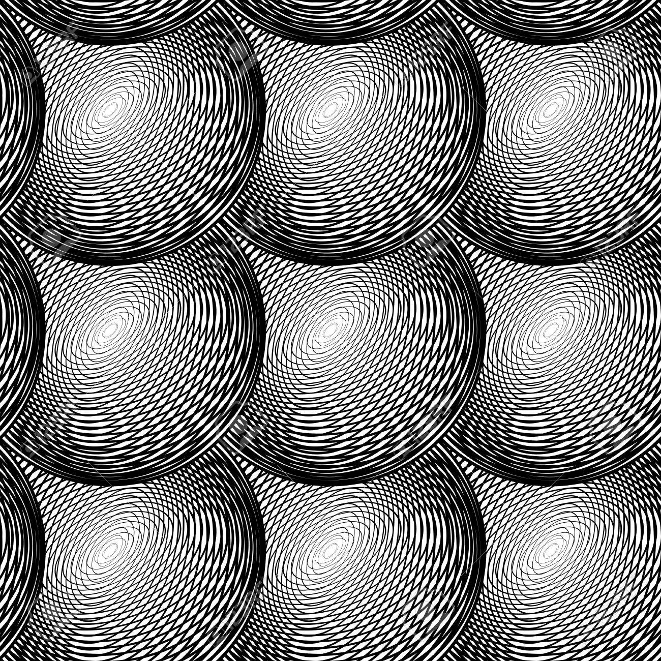 Progettare Senza Soluzione Di Continuità In Bianco E Nero Disegno Geometrico Circolare Abstract Griglia Di Sfondo Con Texture Vector Art Nessuna