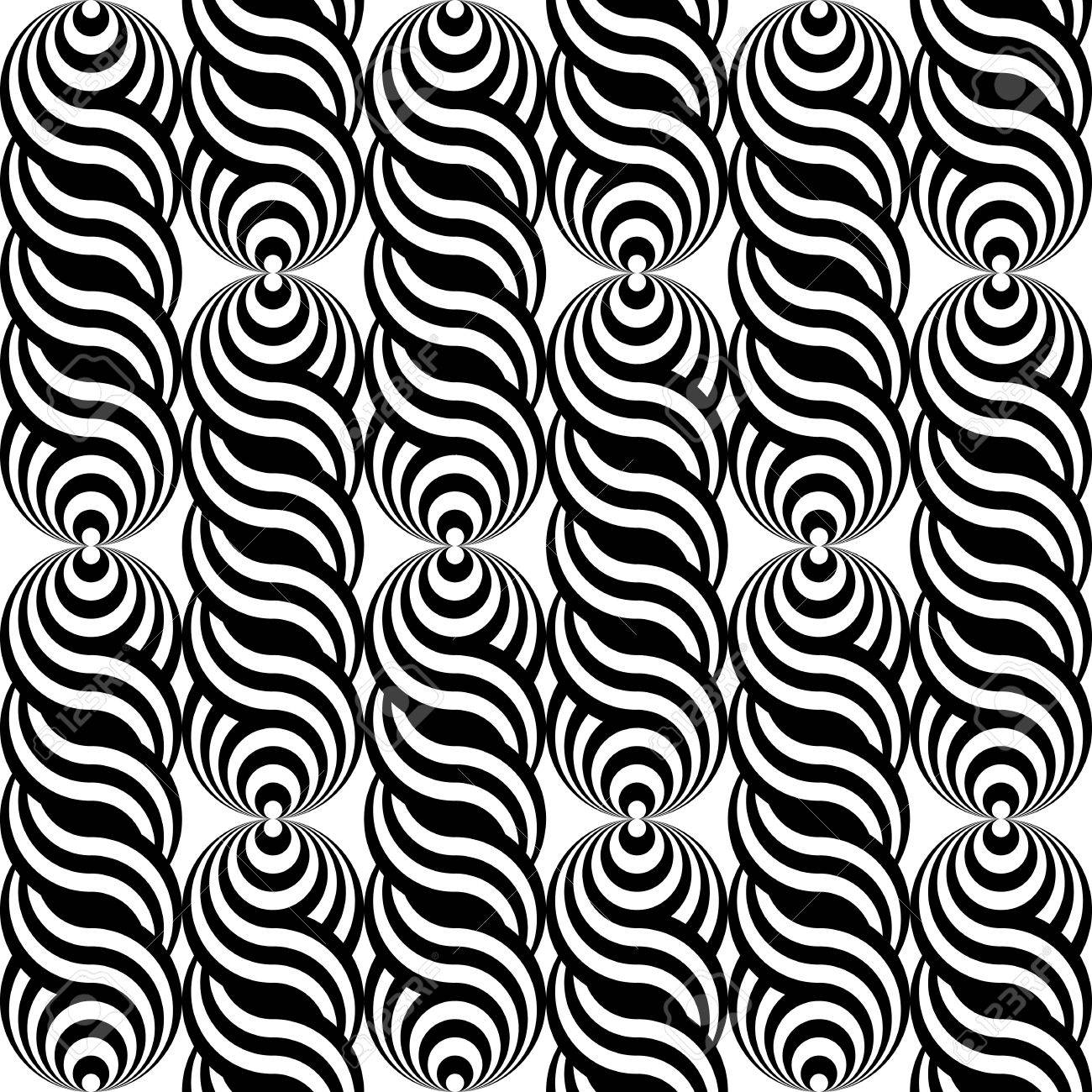 Progettare Senza Soluzione Di Continuità In Bianco E Nero Sventolando Disegno Geometrico Astratto Sfondo A Righe Vector Art