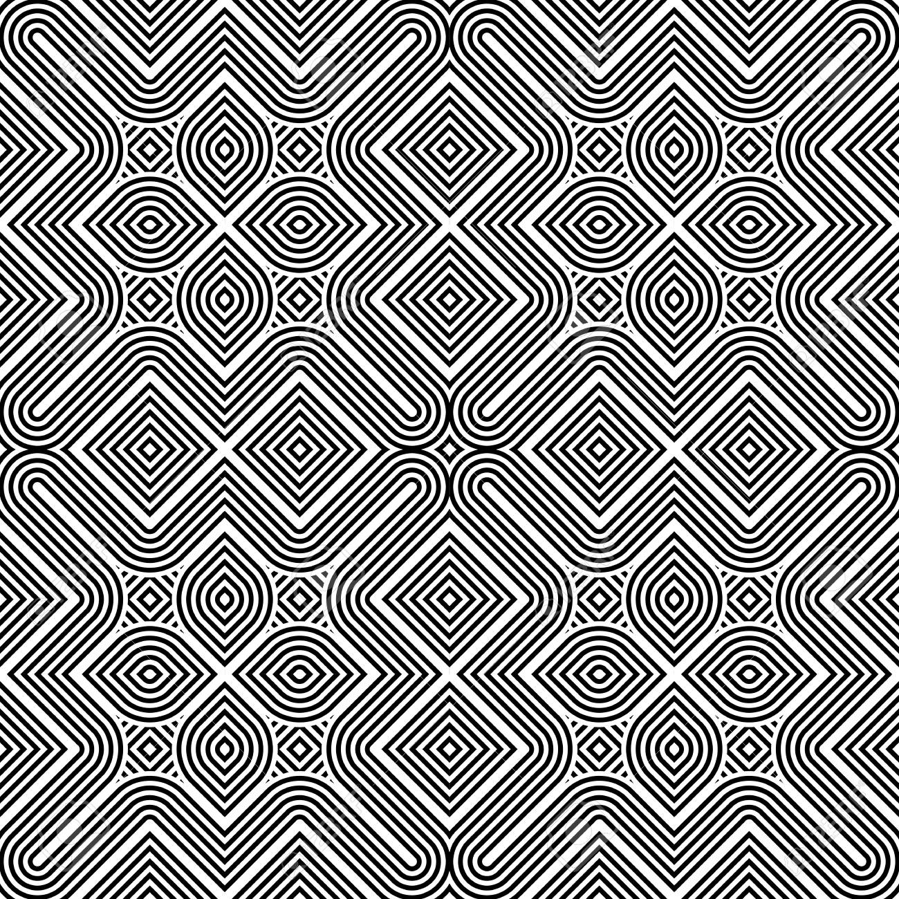 デザイン シームレスな白黒幾何学模様 縞模様の背景を抽象化します ベクター アート のイラスト素材 ベクタ Image