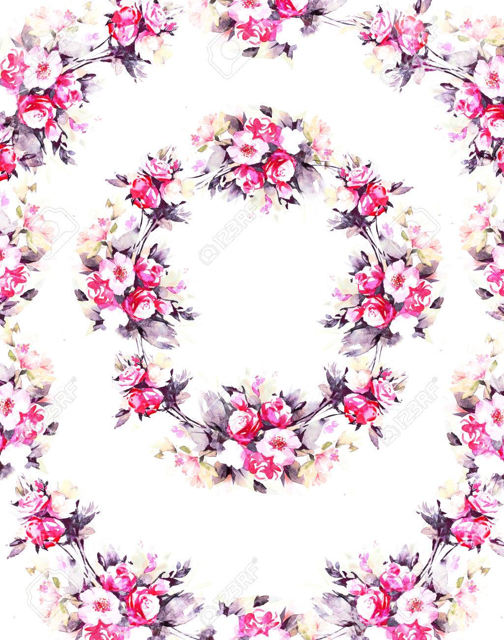 Printemps Branche Avec Des Fleurs Roses Cadre Decoratif Aquarelle Sur Papier Imprimer Ou Une Carte Postale Avec Des Roses Banque D Images Et Photos Libres De Droits Image