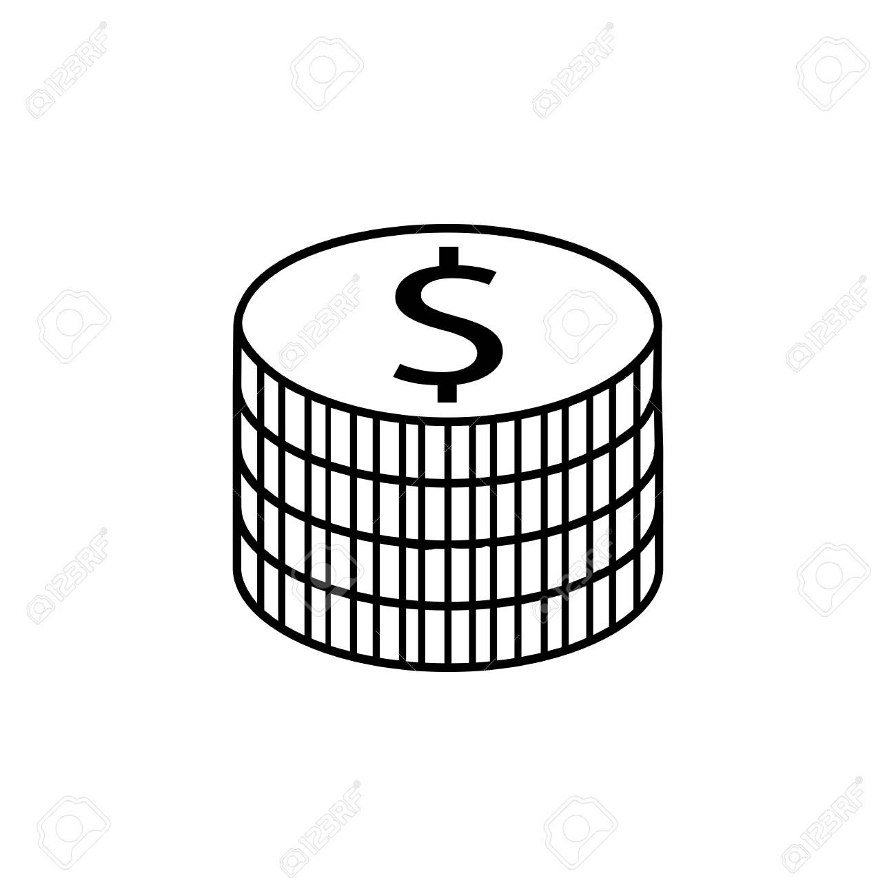 coins line icon finance and business dollar sign vector graphics