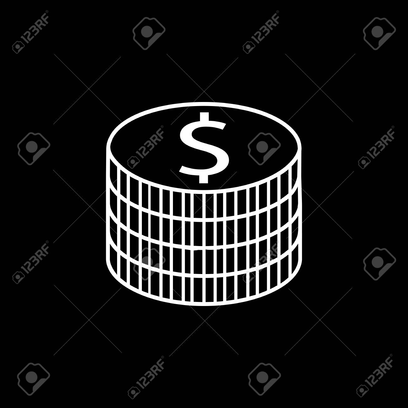 コインは、アイコン、金融、ビジネス、ドル記号ベクトル グラフィック、eps 10 黒の背景に線形パターンを行します。のイラスト素材・ベクター  Image 77015035