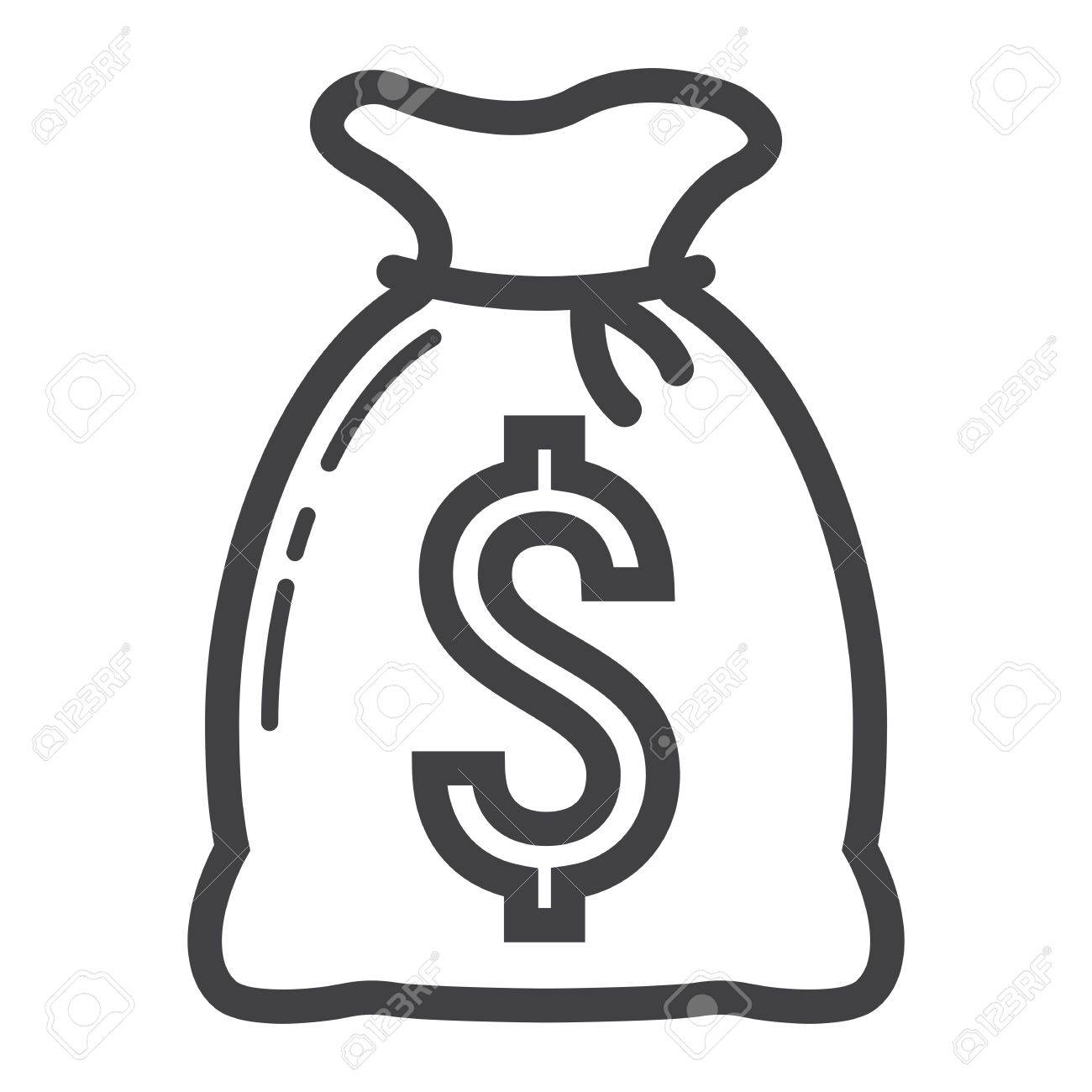 Money Bag Line Icon Business And Finance With Dollar Sign Vector - money bag line icon business and finance with dollar sign vector graphics in a linear