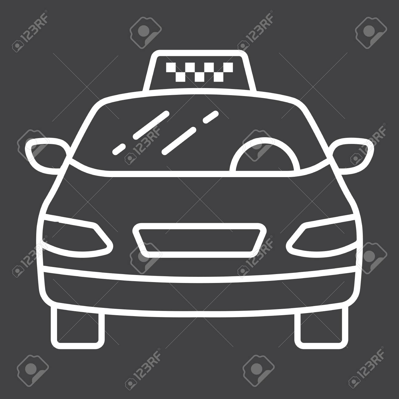 黒の背景に線形タクシー車ライン アイコン パターン のイラスト素材 ベクタ Image