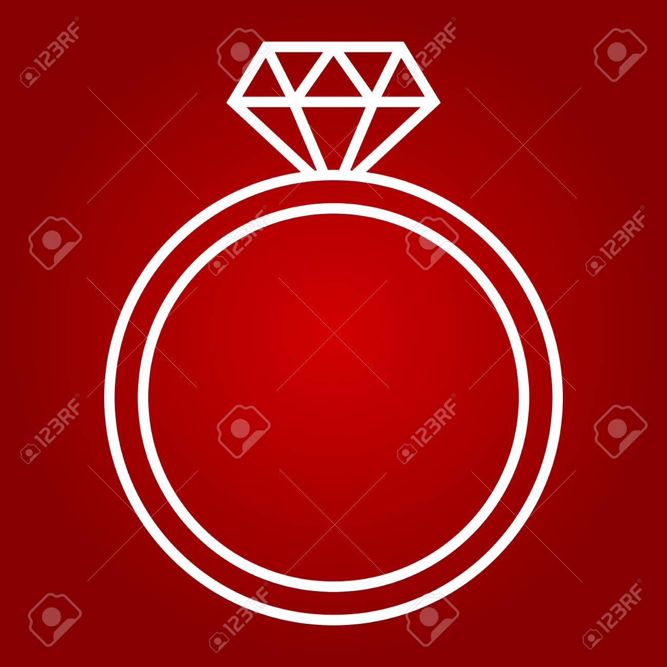 Cone Da Linha Do Anel De Diamante Dia De Valentim E Romantico Graficos De Vetor Do Sinal Da Joia Um Teste Padrao Linear Em Um Fundo Vermelho Ilustraciones Vectoriales Clip Art Vectorizado