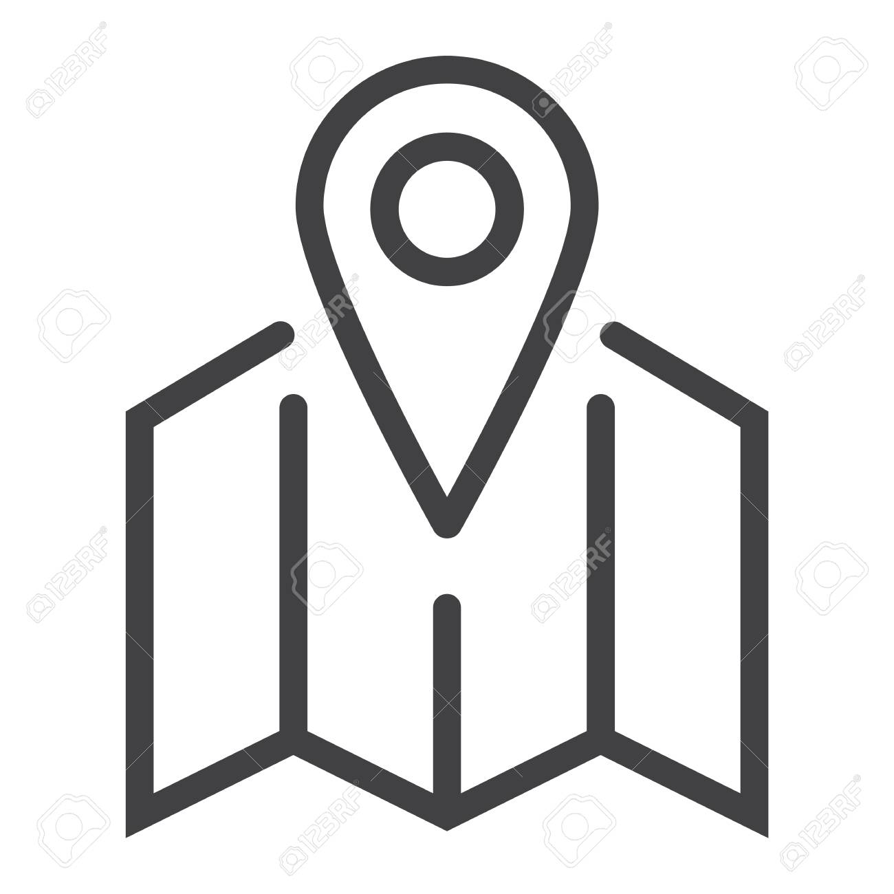 pinpoint on map line icon geolocation and navigation gps sign map pinpoint