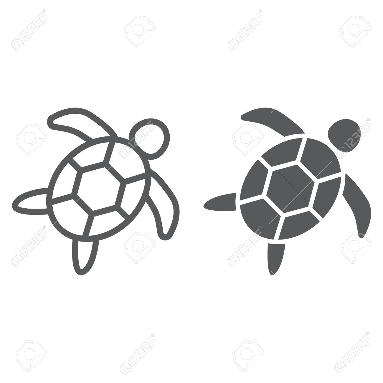 sea turtle line and glyph icon animal and underwater aquatic sea turtle template