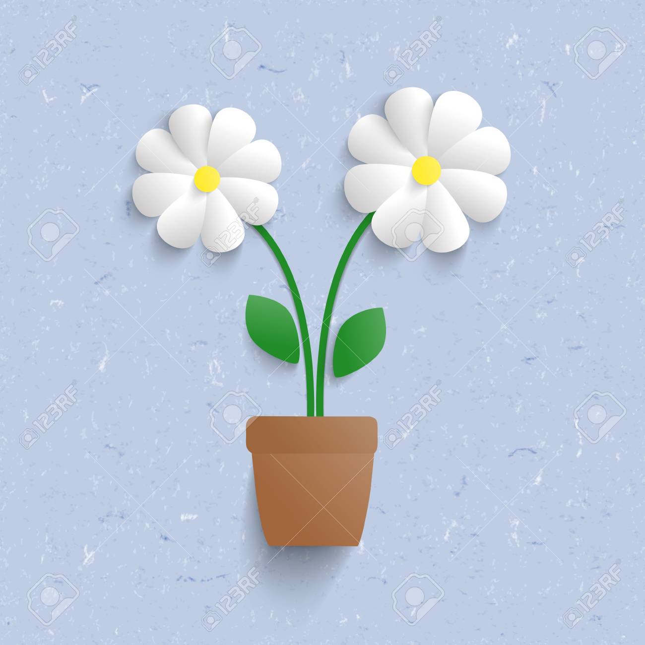 abstract cardboard background with 3d paper flowers royalty free paper flower pot
