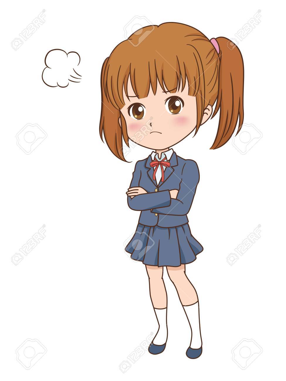 怒っている女の子のイラスト素材 ベクタ Image