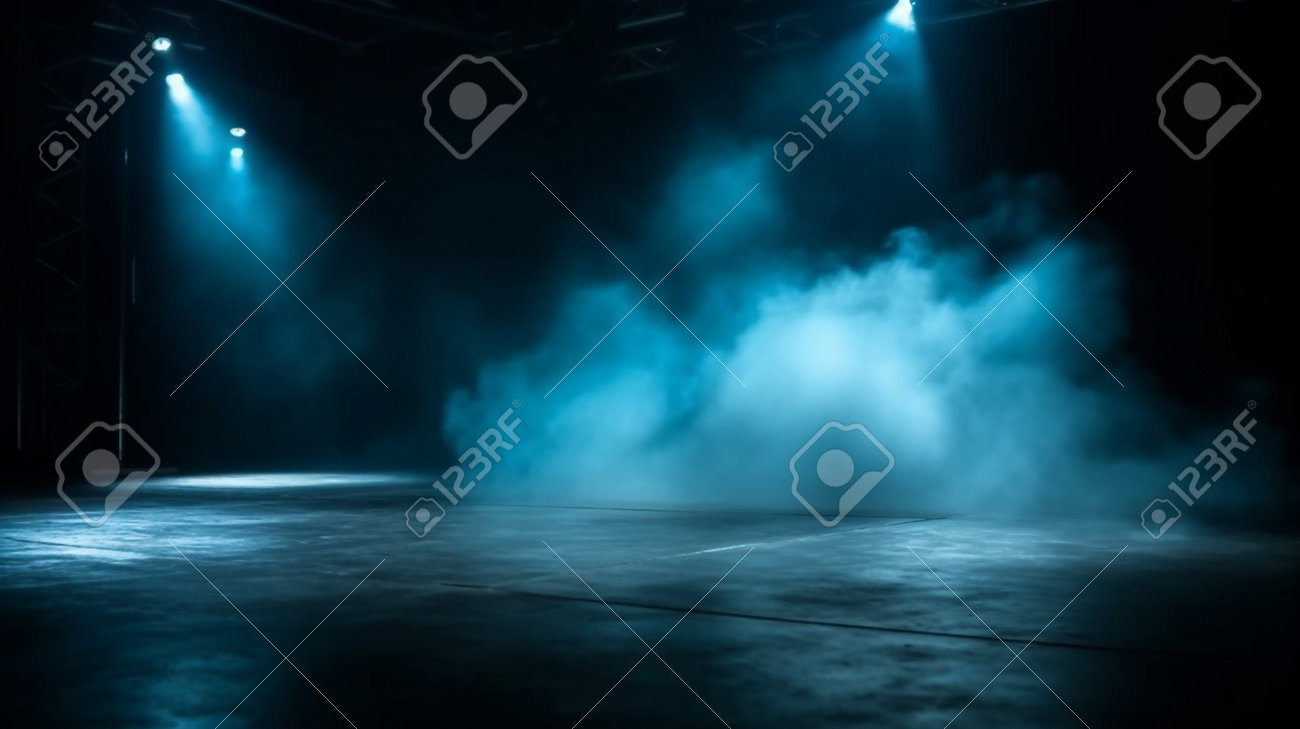 Empty Stage With Smoke, Fog And Spotlights. Stage Lights In The Dark.  Abstract Background Stock Photo, Picture and Royalty Free Image. Image  204858905., image size:1300x729