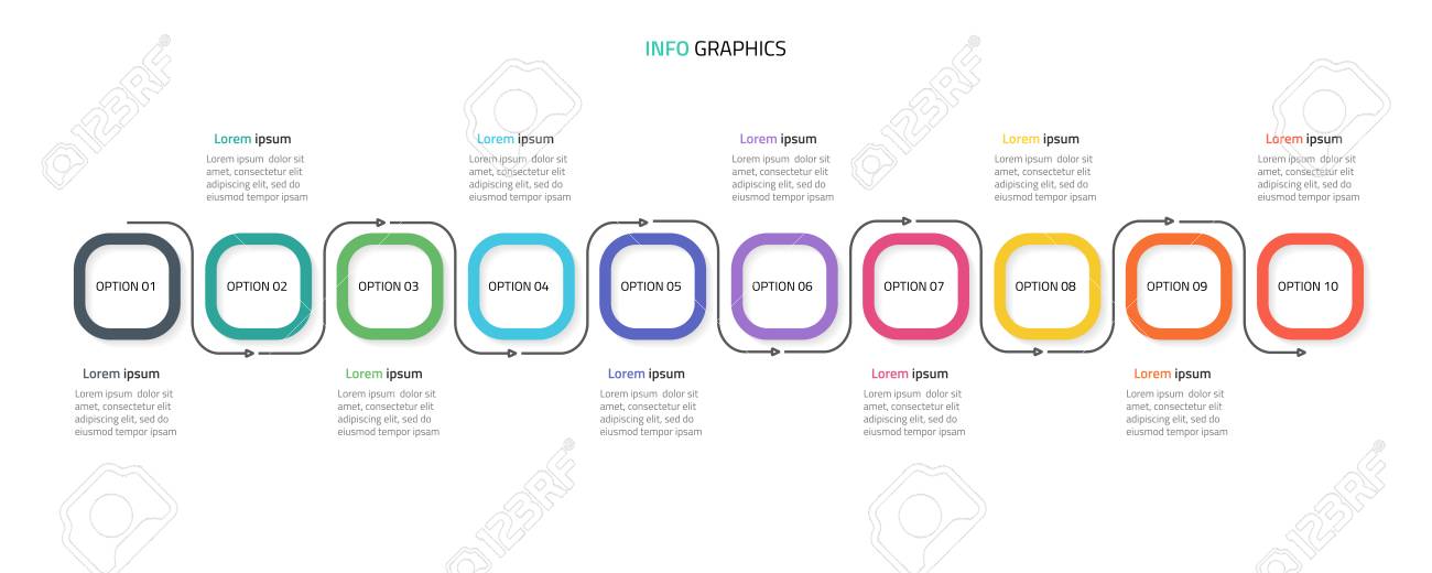 timeline infographic template with arrow lines royalty free cliparts