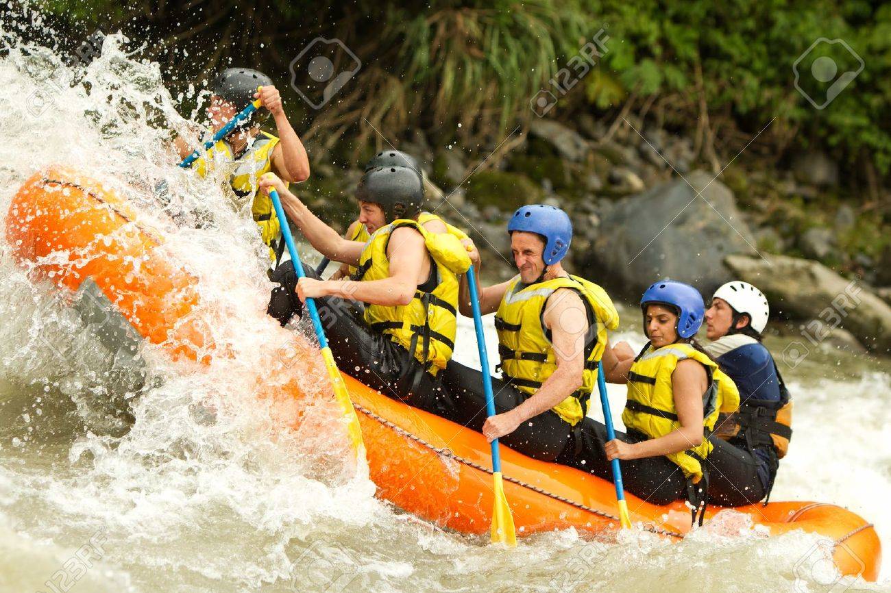 A Group Of Men And Women With A Guide White Water Rafting On The Patate River Ecuador Stock Photo Picture And Royalty Free Image Image 22181641