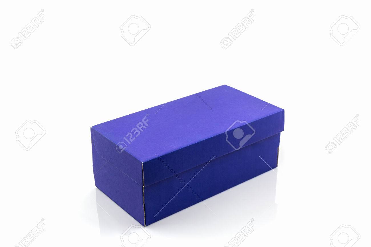 blue shoe box on white background paper box for shoes electronic