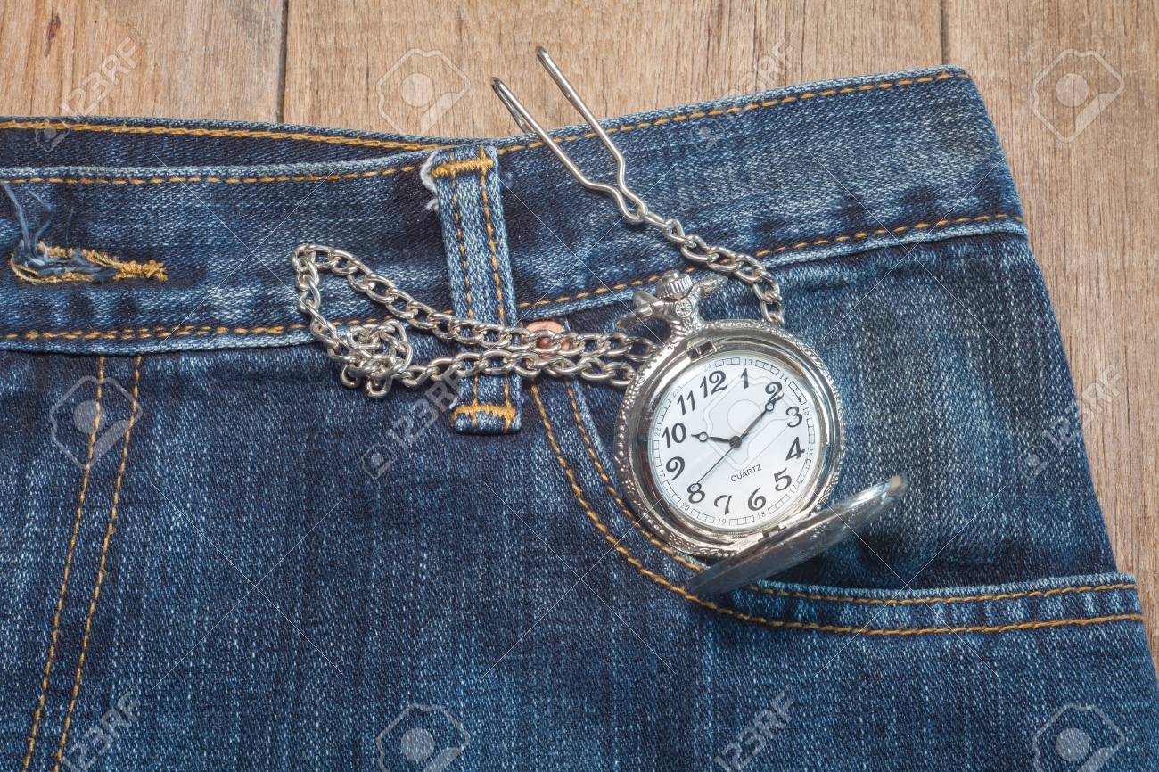wearing a pocket watch with jeans