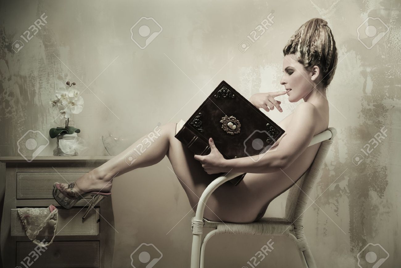 naked girl and book Naked girl and book