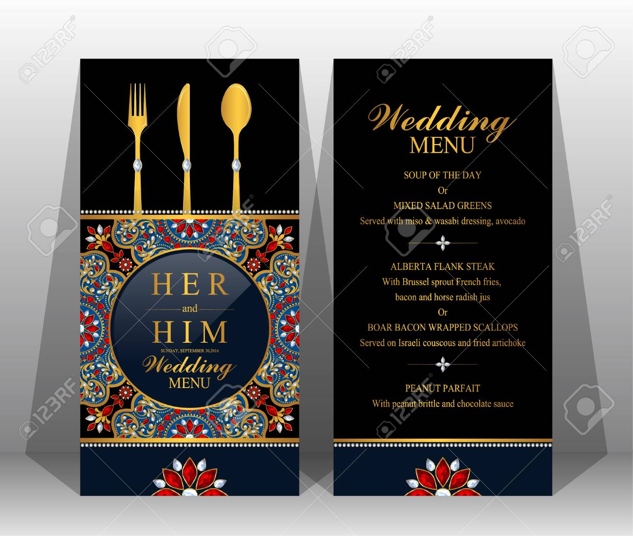 Menu Template On Wedding Reception. Royalty Free SVG, Cliparts, Vectors,  and Stock Illustration. Image 89136688., image size:1300x1101