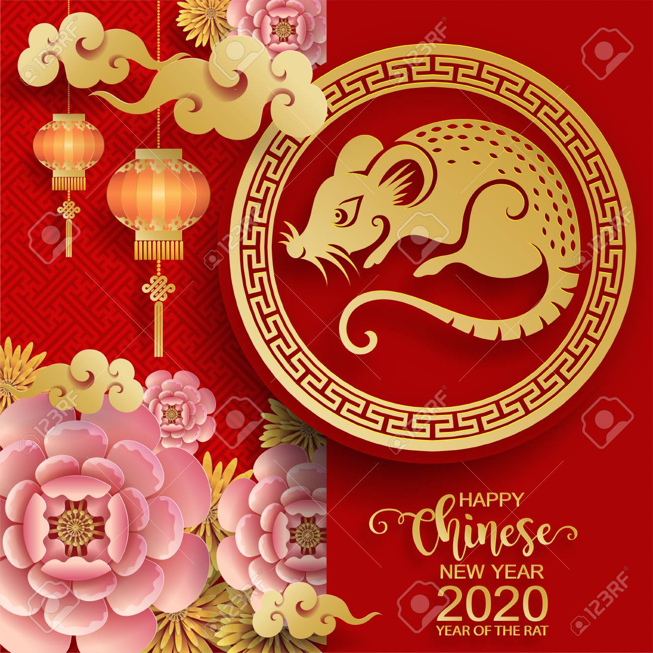 Chinese New Year 2020 Colors Happy Chinese New Year 2020 Zodiac Sign With Gold Rat Paper Cut Chinese New Year 2020 Colors Happy Chinese New Year 2020 Zodiac Sign With Gold Rat Paper Cut