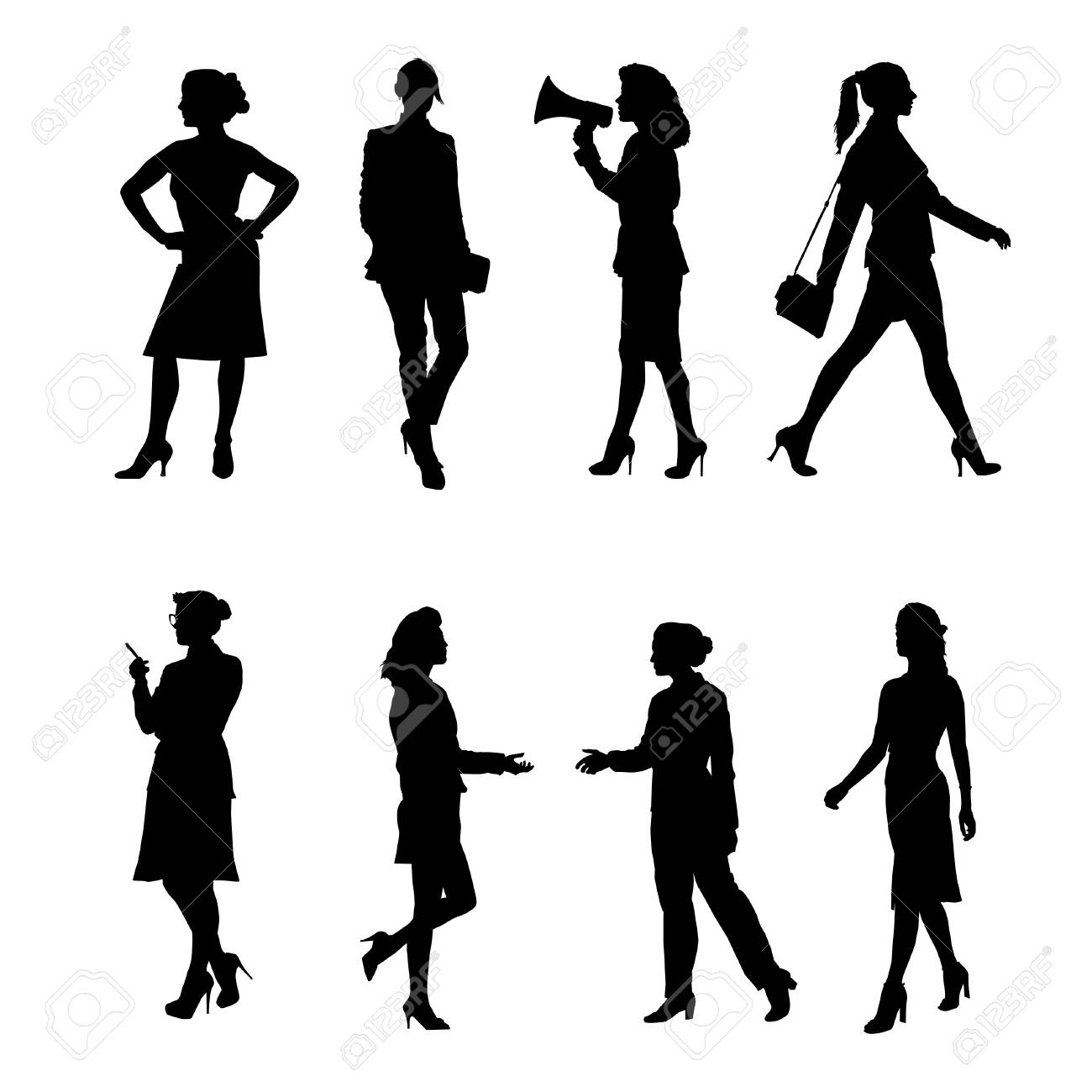 ビジネスの女性のシルエット ベクトルを設定のイラスト素材 ベクタ Image