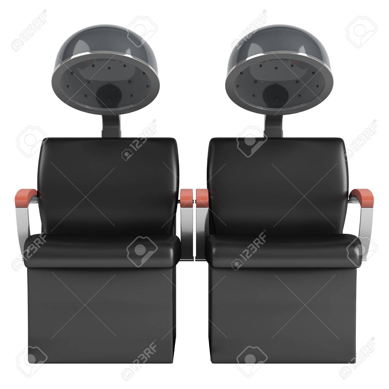 Dryer Chairs double hair dryer chairs isolated on white background stock photo Dryer Chairs double hair dryer chairs isolated on white background stock photo