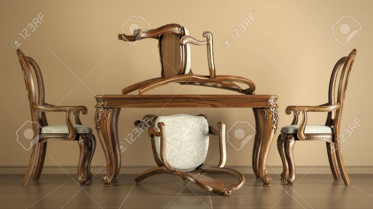 Set Of Four Mahogany Reproduction Antique Dining Chairs And Table Set of four mahogany reproduction antique dining chairs and table Stock Photo - 15780130 - Set Of Four Mahogany Reproduction Antique Dining Chairs And Table