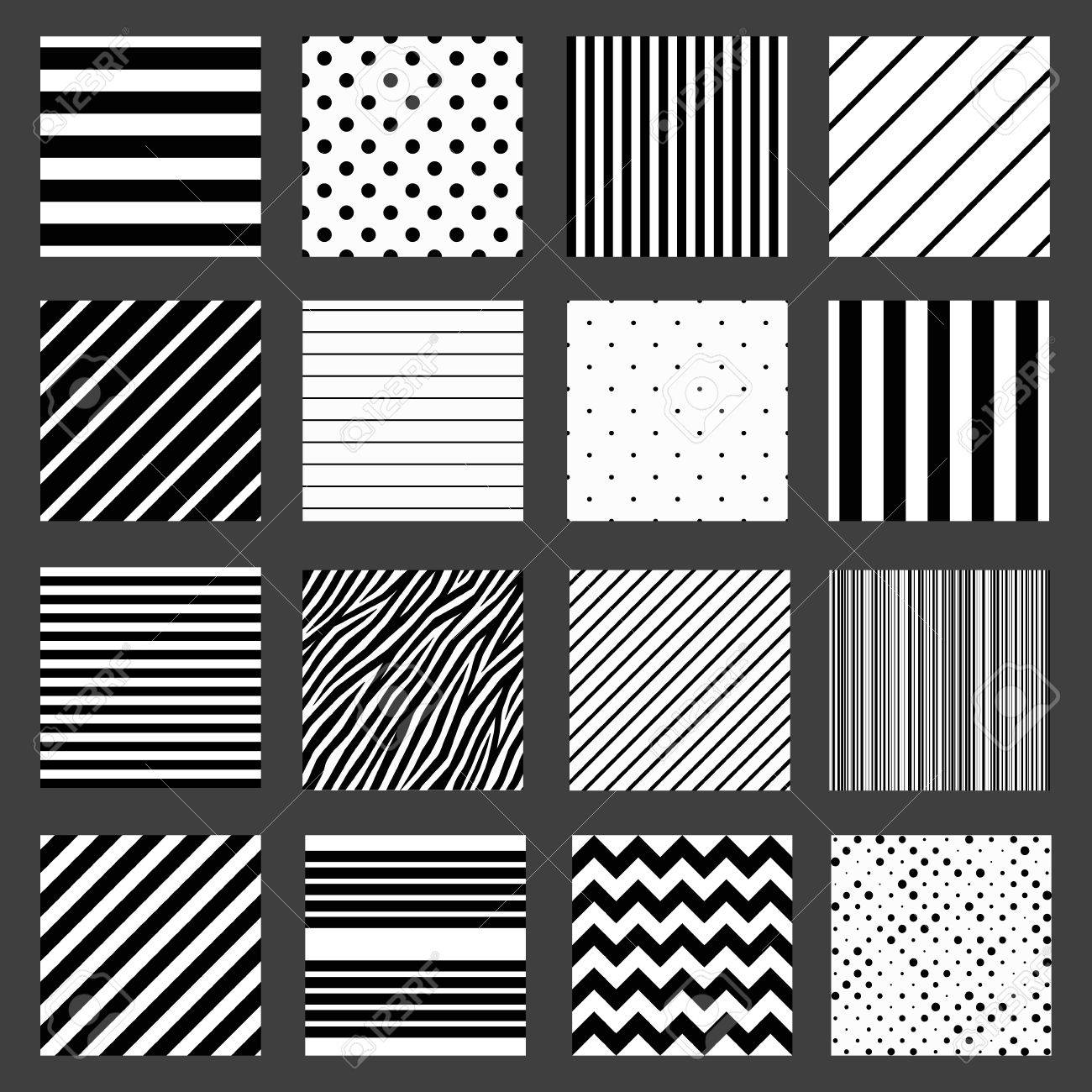 unusual-black-and-white-vector-striped-chevron-and-polka-dot-patterns-set-abstract-seamless-patterns-backgrounds-for-fabric-print-wrapping-paper-wallpaper-sixties-seventies-design-isolated-royalty-free-svg-cliparts-vectors-and-stock