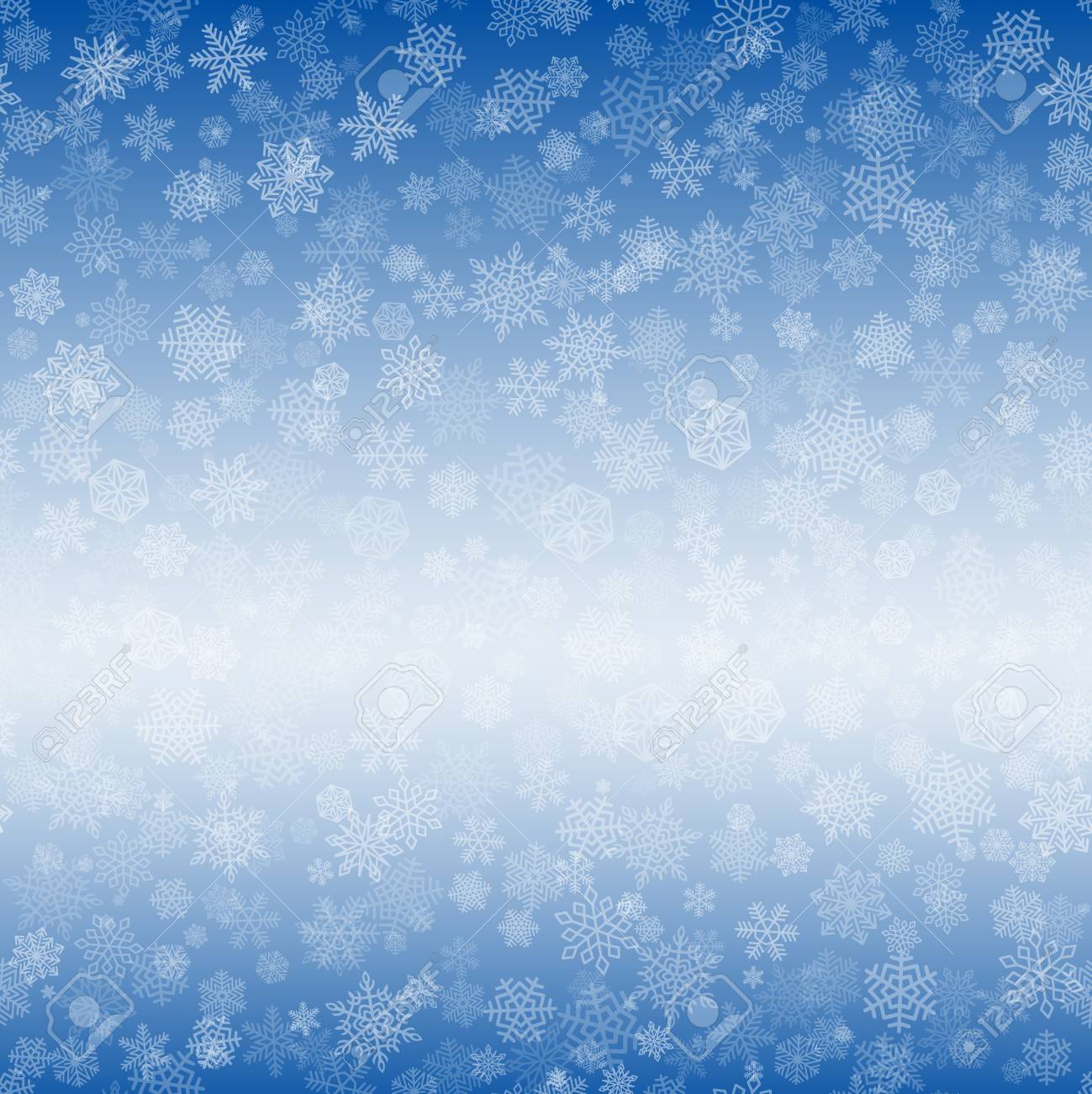 雪背景パターン 青のグラデーションに白い雪 年賀状販売のクリスマスの飾り テキスト用の漂白コピー スペース 冬の空の背景 のイラスト素材 ベクタ Image