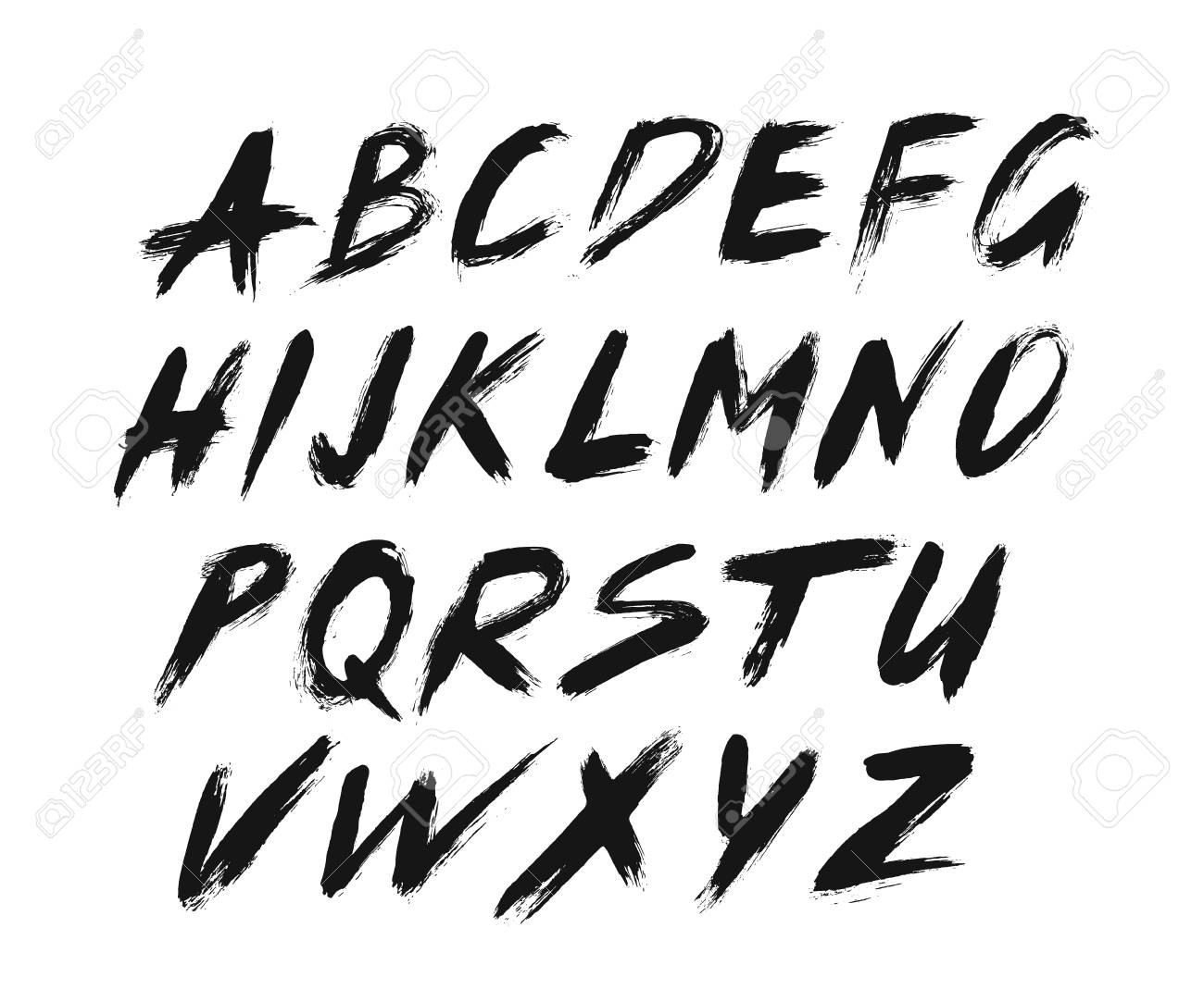 painted abc grungy design italic letters bold handwritten font