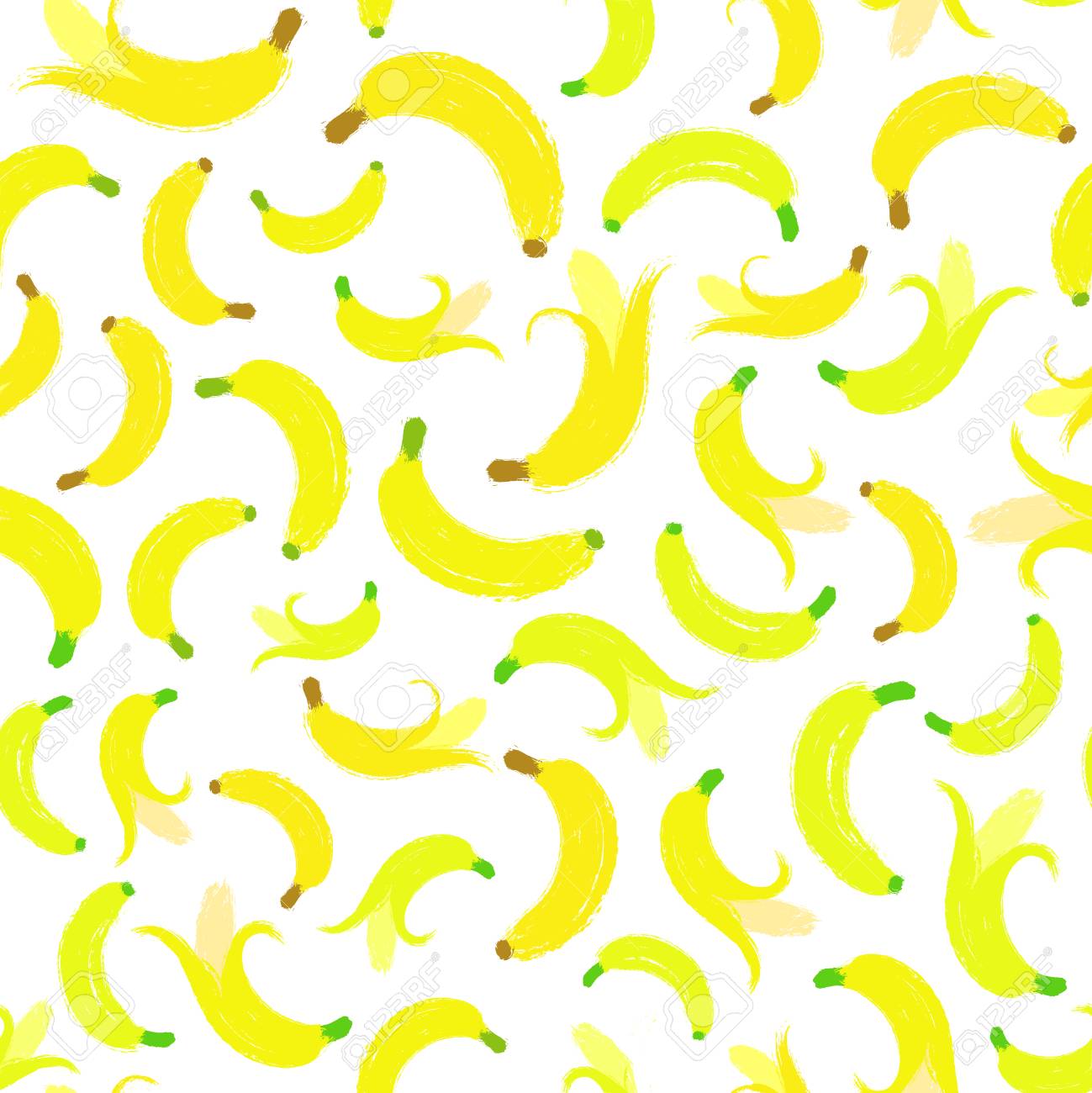 Bananas Background Fruit Painted Pattern Seamless Chaotic