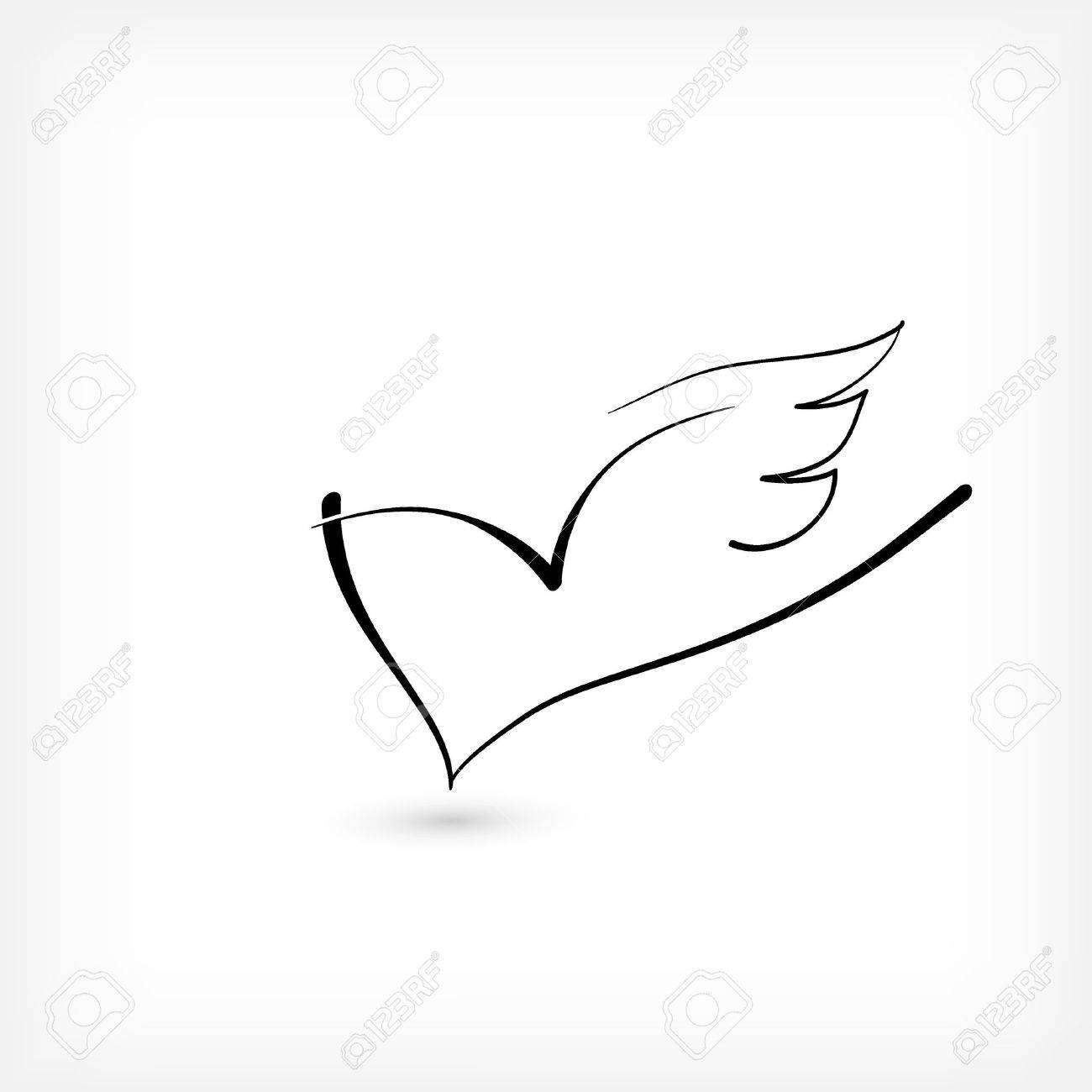 자유 연애에 대한 최소한의 로고와 날개를 가진 마음 로열티 무료 사진, 그림, 이미지 그리고 스톡포토그래피. Image 18350160