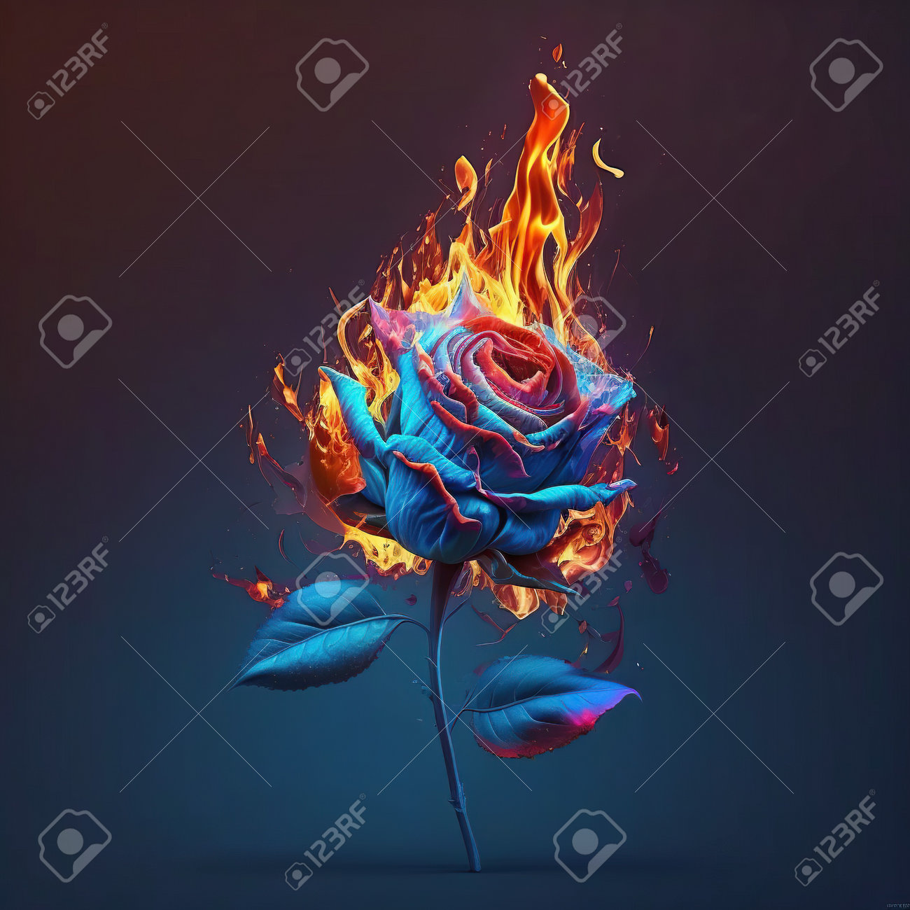 Burning Rose In Flames On A Dark Background. 3d Rendering Stock Photo,  Picture and Royalty Free Image. Image 200213140., image size:1300x1300
