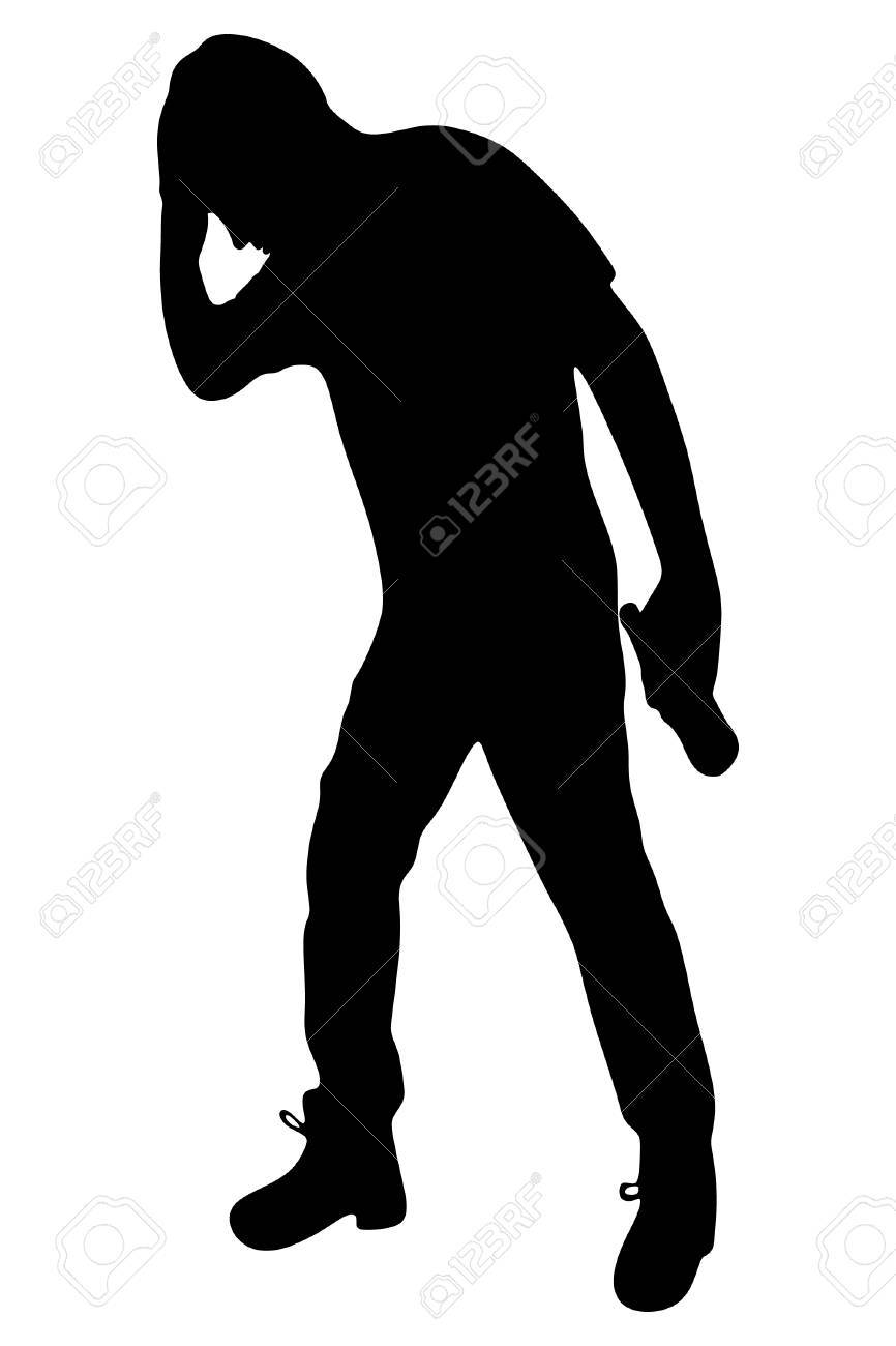 ビール瓶 酔って男と男のシルエット のイラスト素材 ベクタ Image