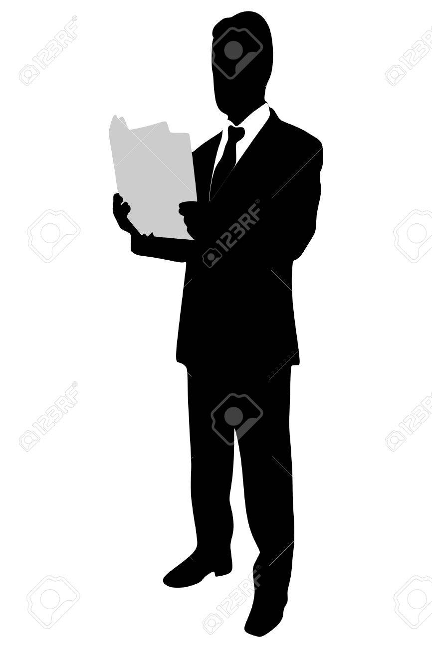 仕事からビジネスマン読書ペーパーのイラスト素材 ベクタ Image 仕事からビジネスマン読書ペーパーのイラスト素材 ベクタ Image