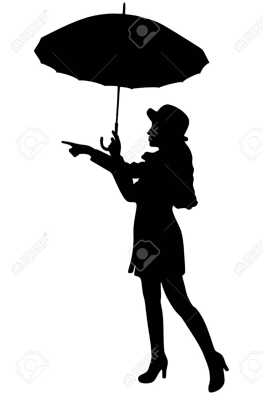 傘を指すと美しい少女 のイラスト素材 ベクタ Image