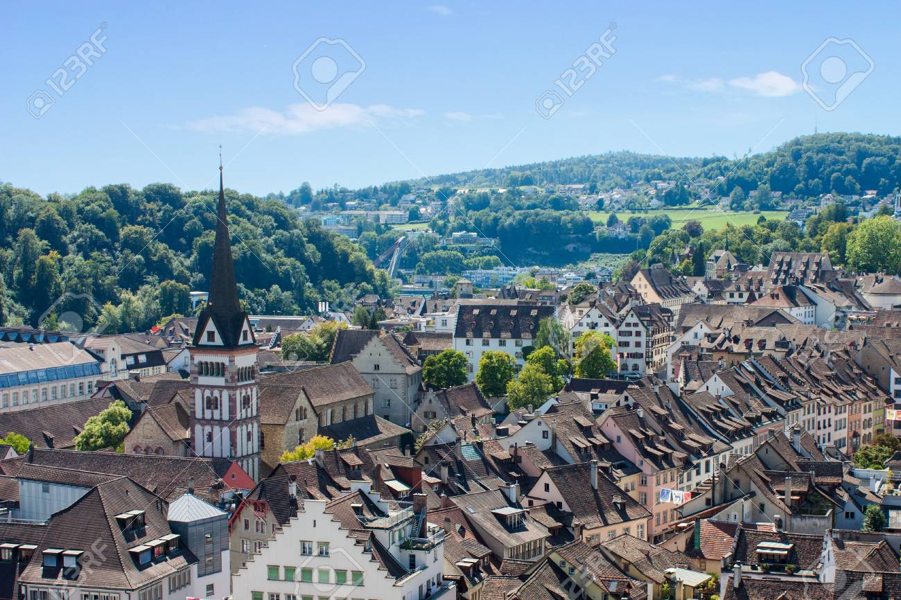 Panoramic View Of The Old Town Of Schaffhausen Switzerland From Stock Photo Picture And Royalty Free Image Image 61782040