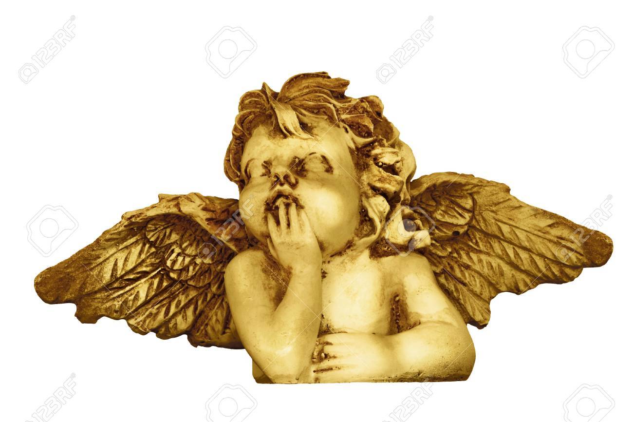Decorative Christmas angel head figurine isolated on white background - 48244553 Decorative Christmas angel head figurine isolated on white background - 48244553