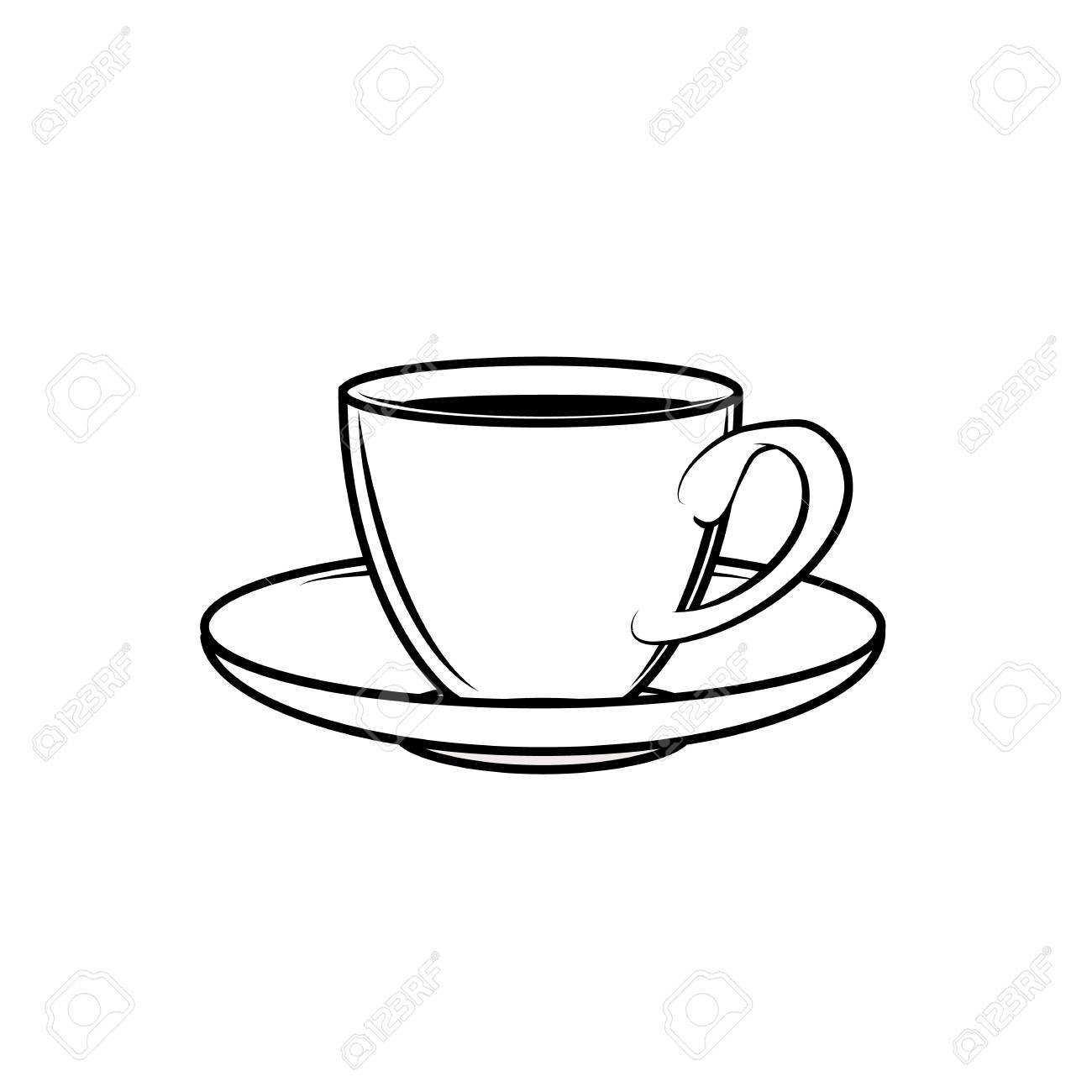 Icon For Web Line Cup Saucer Porcelain Of Tea Set Royalty Free