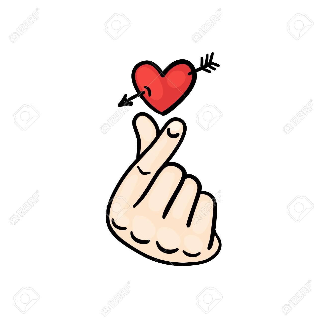 記号アイコン Web 用様式化され 印刷します 手はハート記号に折り畳まれています のイラスト素材 ベクタ Image