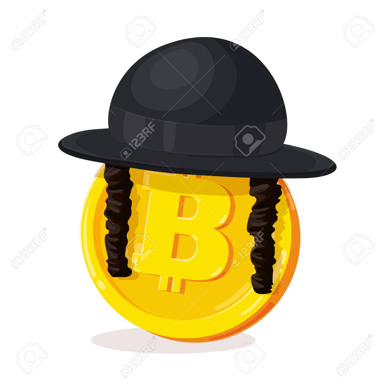 Bitcoin In Orthodox Jewish Hat. Cartoon Digital Currency. Gold  Cryptocurrency. Money And Finance Symbol. Miner Bit Coin Cryptocurrency.  Vector Illustration. Royalty Free SVG, Cliparts, Vectors, and Stock  Illustration. Image 92886324.