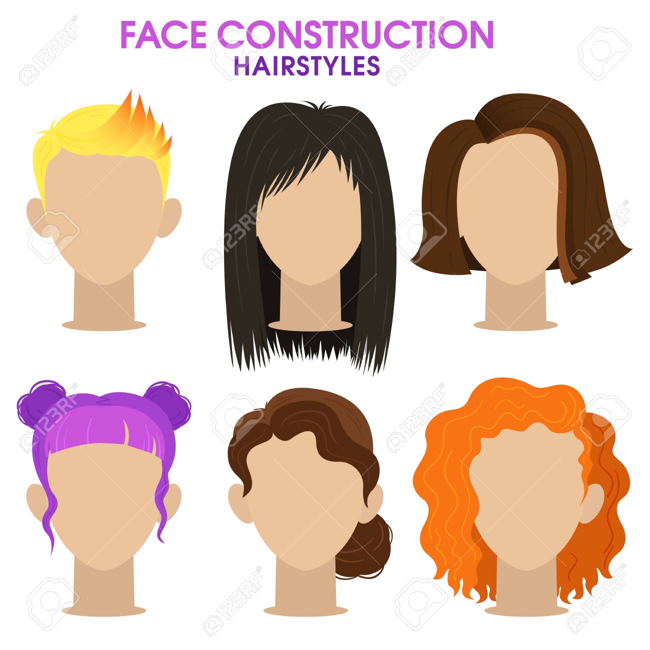 Hairstyle Different Haircuts And Hair Color Woman Face Constructor