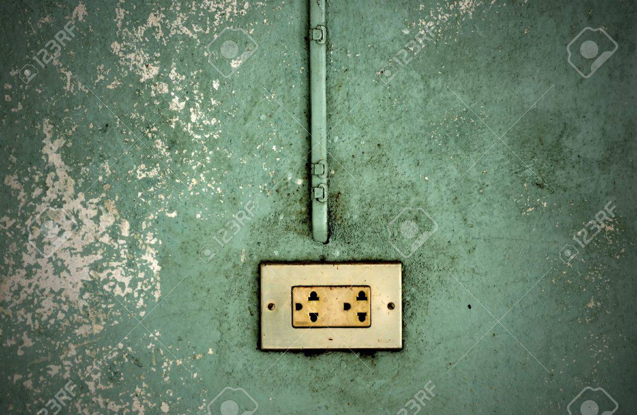 Electric Outlet In A Wall An Old House Interior Stock Photo Electric Outlet In A Wall An Old House Interior Stock Photo