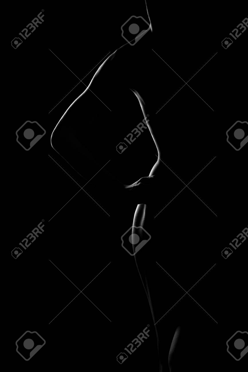 Black and white silhouette of female body art photography stock photo 97411827