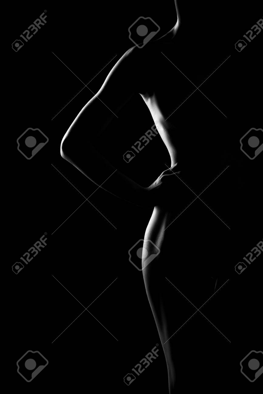 女性ボディアート写真の白黒シルエット の写真素材 画像素材 Image