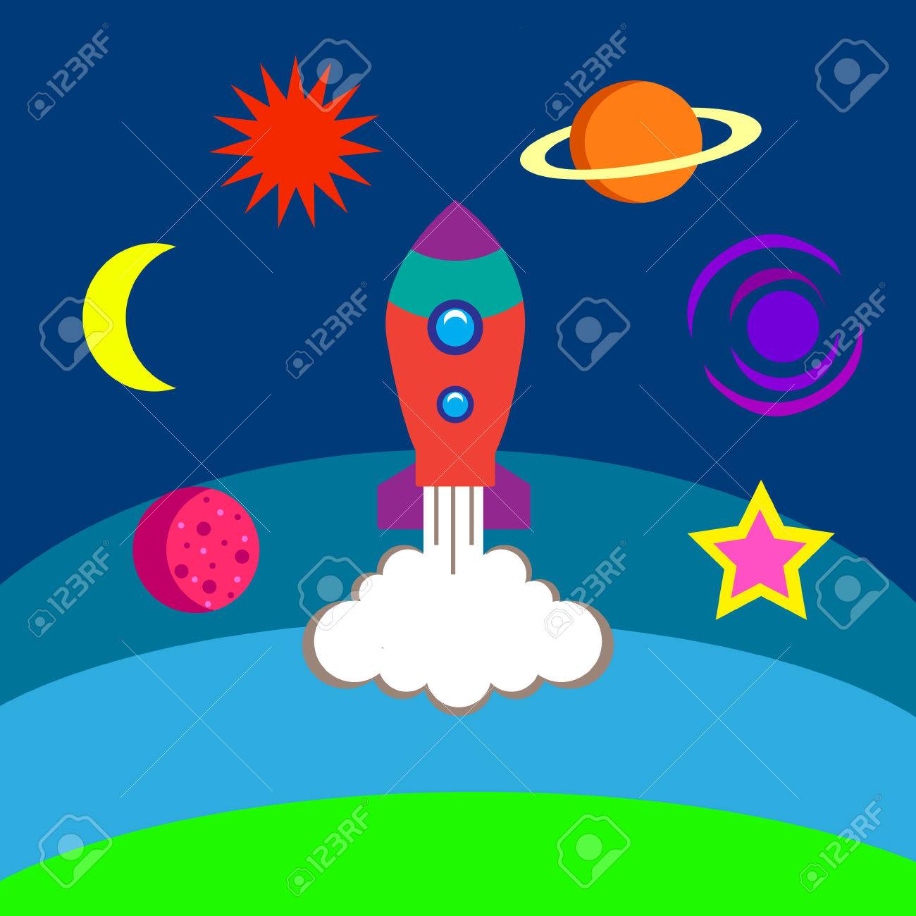 태양계, 행성의 비교, 사람에 의해 만들어진 공간 쓰레기, 빅뱅 이론, 벡터 일러스트 레이 션, 공간의 일러스트레이션 로열티 무료  사진, 그림, 이미지 그리고 스톡포토그래피. Image 75830556