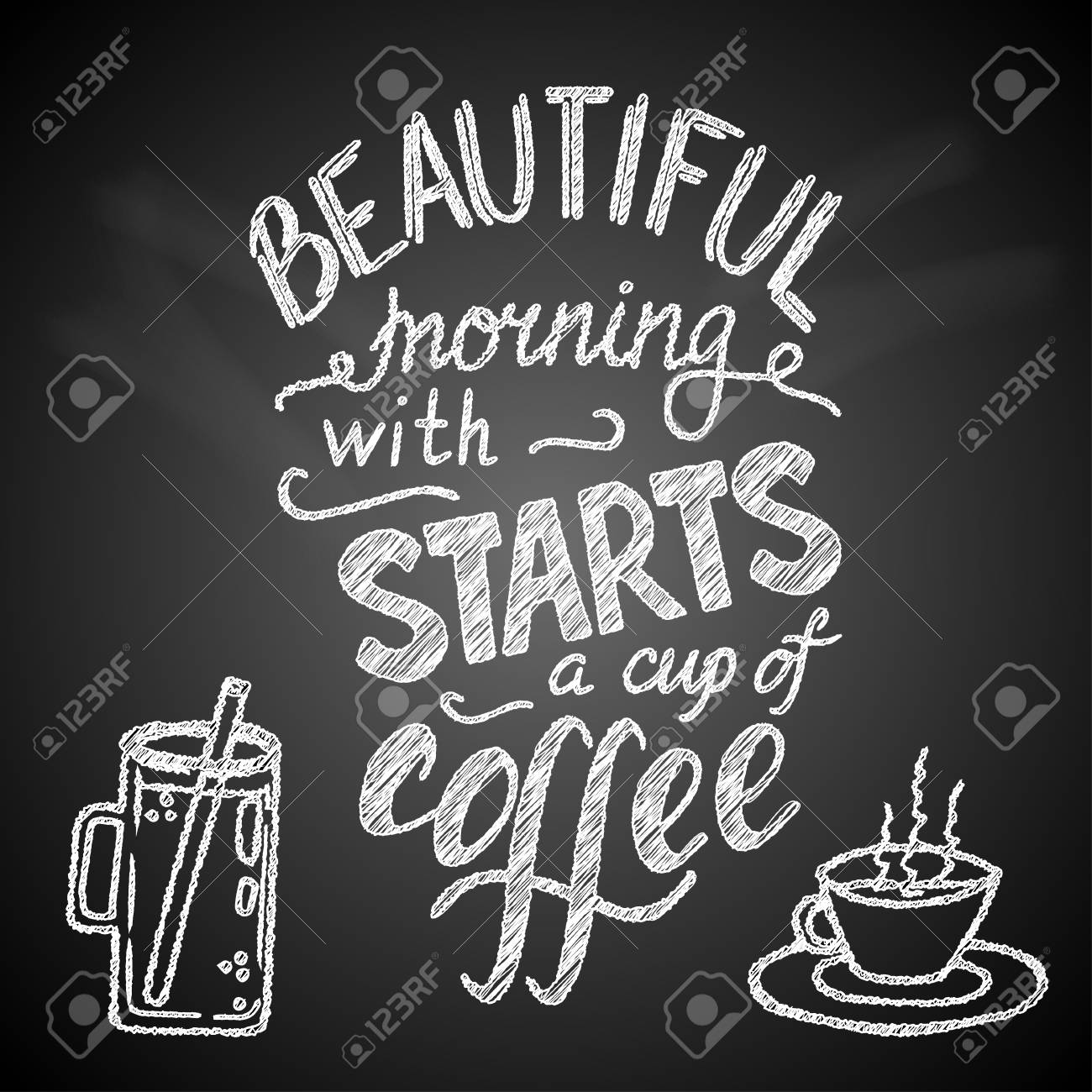 Poster Lettering Beautiful Morning Starts With A Cup Of Coffee Stock Photo Picture And Royalty Free Image Image 72095524 poster lettering beautiful morning starts with a cup of coffee